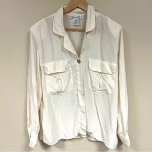 Silk land vintage cream colored button down size 12